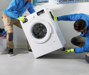 Can the washing machine be transported lying down?